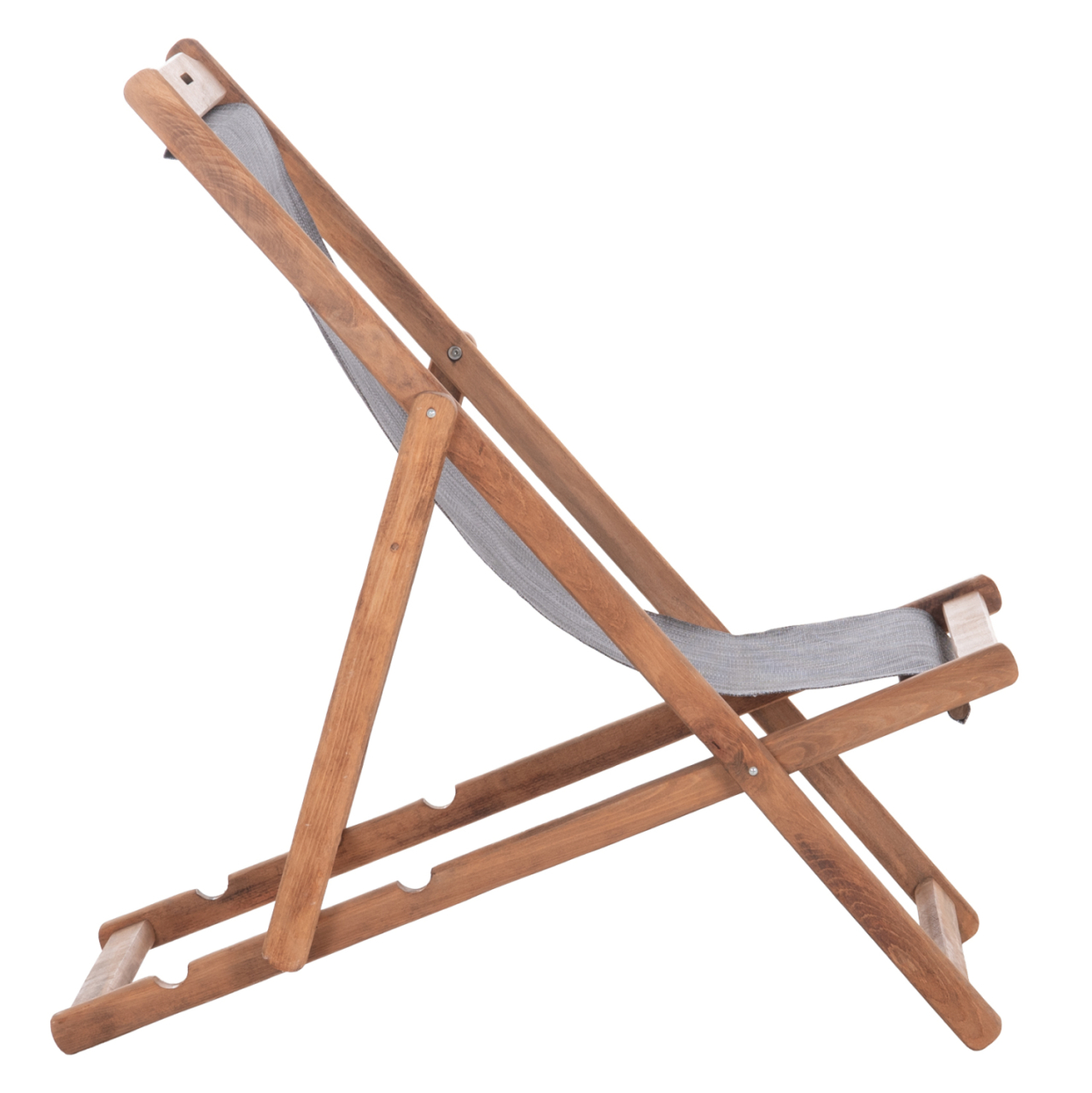 BEACH CHAIR WITH TEXTILENE FABRIC IN GREY LIMNOS HM11707.10T BEECH WOOD IN WALNUT 55.5x97x105H [5]