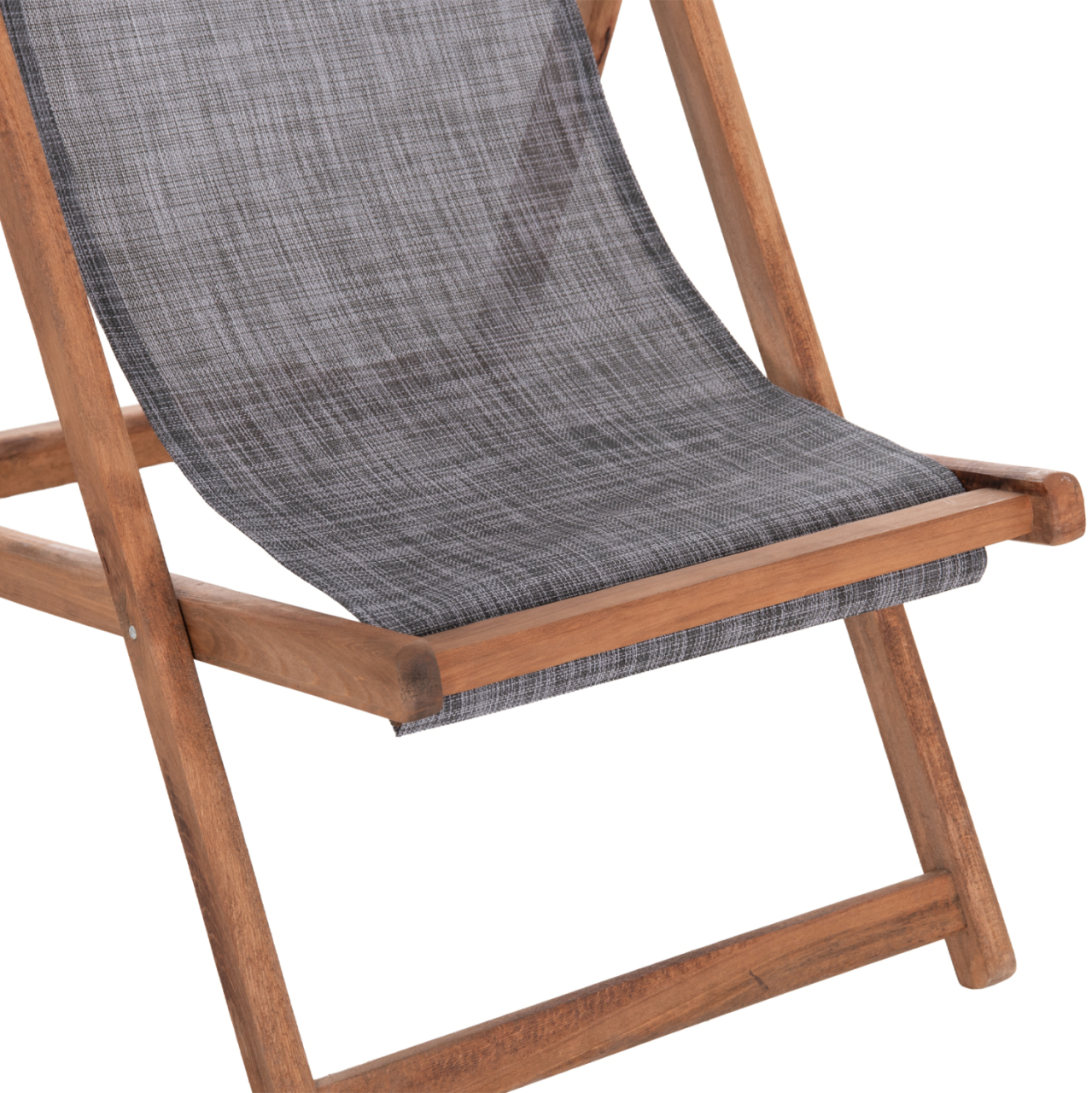 BEACH CHAIR WITH TEXTILENE FABRIC IN GREY LIMNOS HM11707.10T BEECH WOOD IN WALNUT 55.5x97x105H [9]
