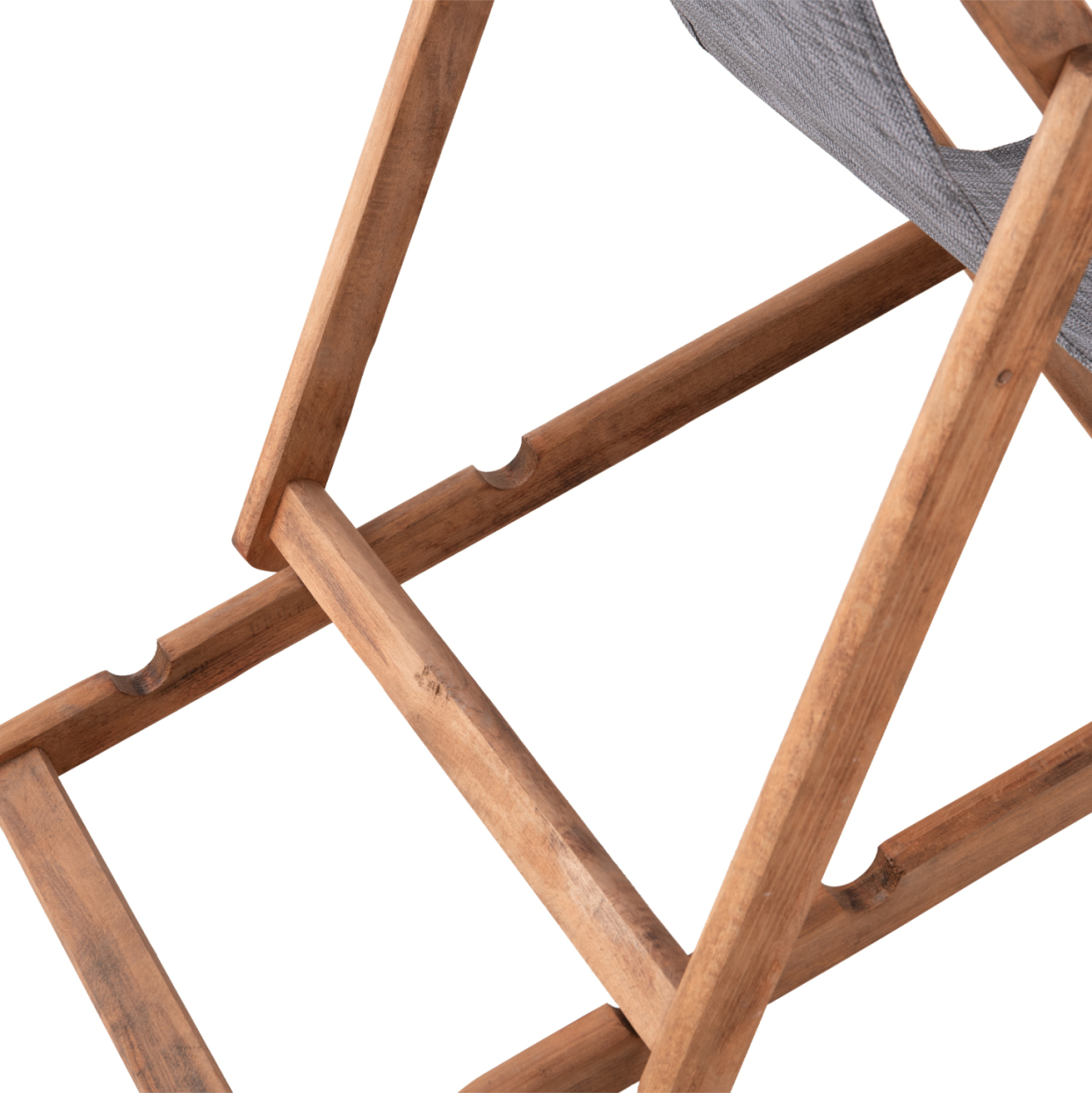 BEACH CHAIR WITH TEXTILENE FABRIC IN GREY LIMNOS HM11707.10T BEECH WOOD IN WALNUT 55.5x97x105H [10]
