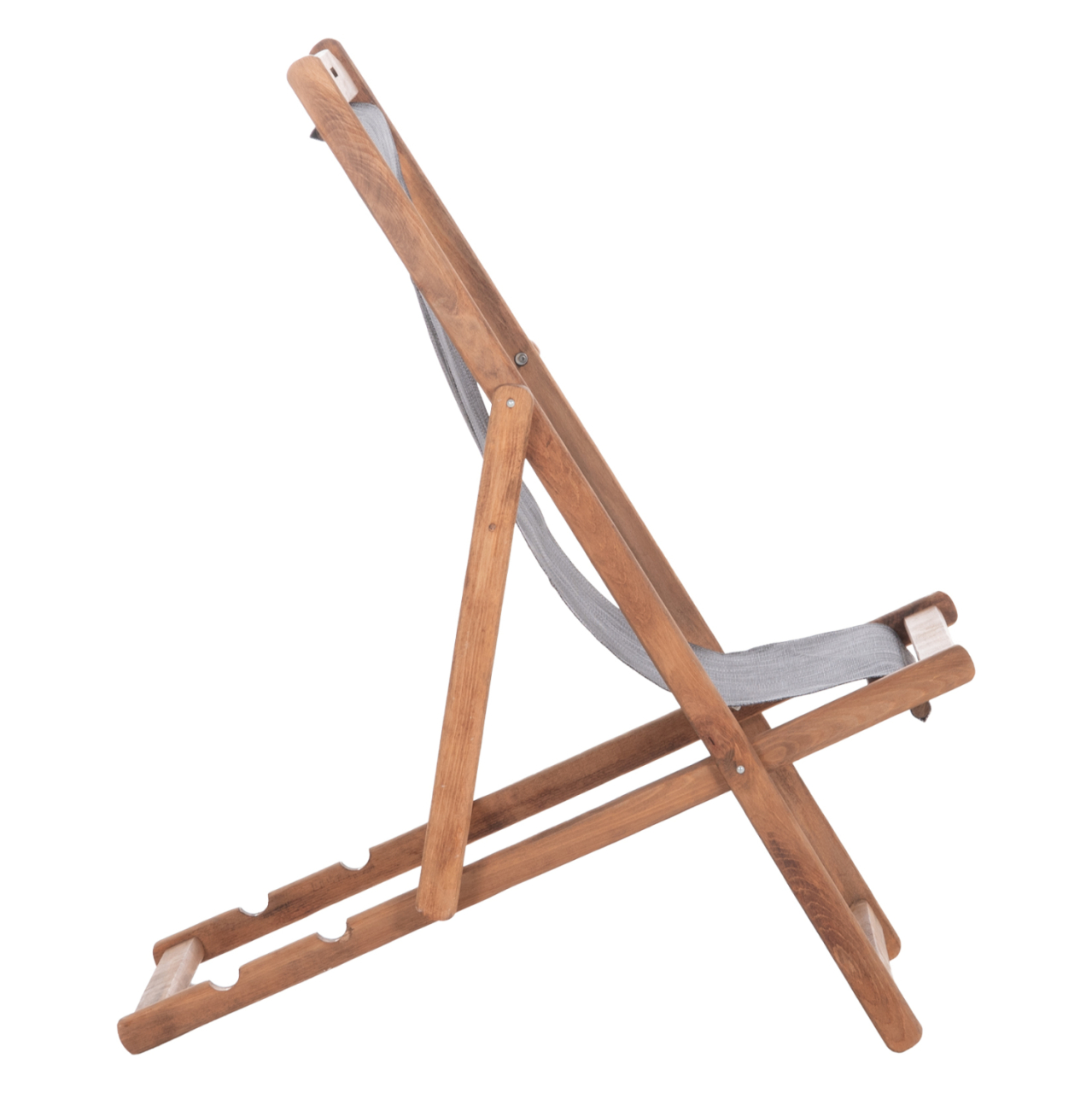 BEACH CHAIR WITH TEXTILENE FABRIC IN GREY LIMNOS HM11707.10T BEECH WOOD IN WALNUT 55.5x97x105H [4]