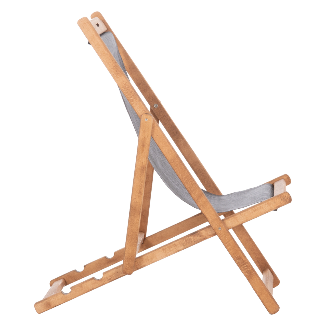 BEACH CHAIR WITH TEXTILENE FABRIC IN GREY LIMNOS HM11711.10T BEECH WOOD IN NATURAL 55.5x97x105H [4]