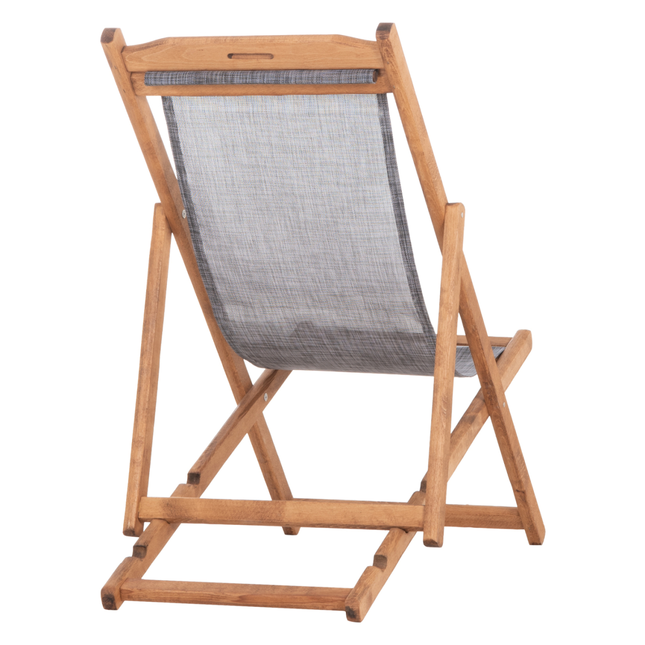 BEACH CHAIR WITH TEXTILENE FABRIC IN GREY LIMNOS HM11711.10T BEECH WOOD IN NATURAL 55.5x97x105H [6]