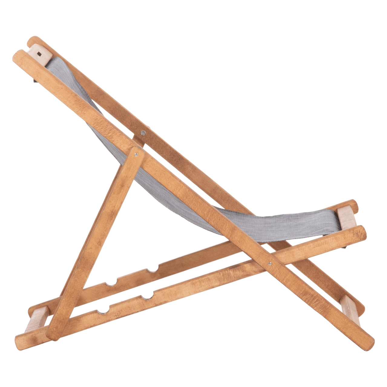 BEACH CHAIR WITH TEXTILENE FABRIC IN GREY LIMNOS HM11711.10T BEECH WOOD IN NATURAL 55.5x97x105H [5]