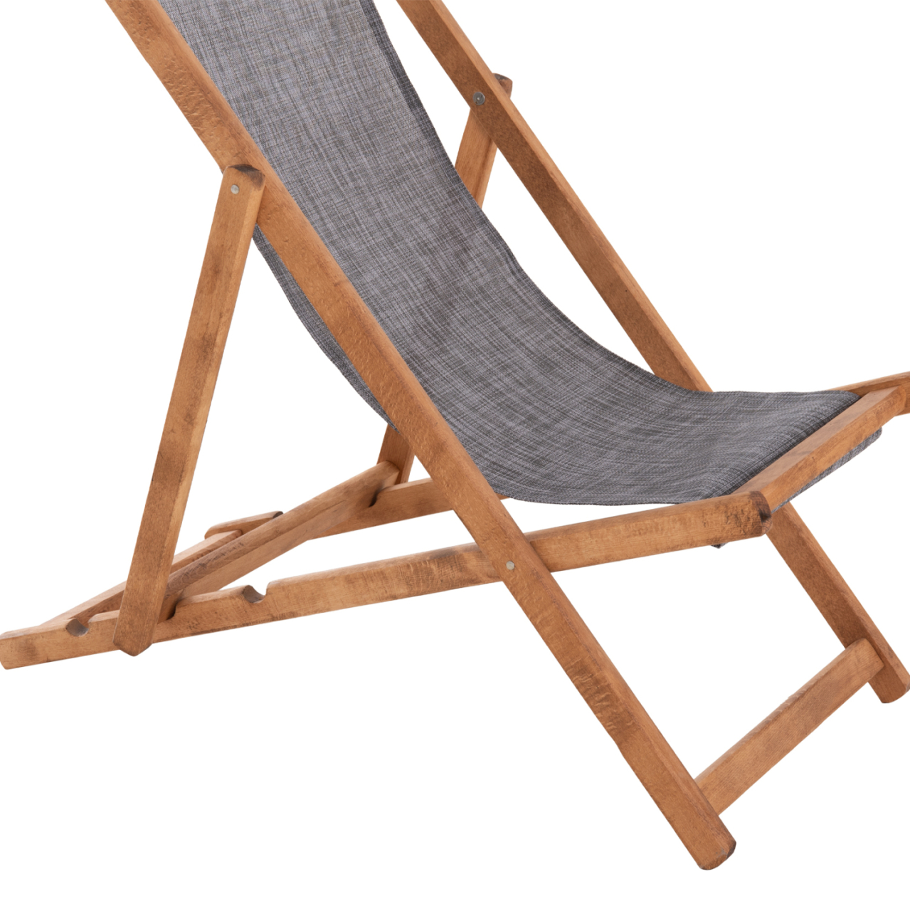 BEACH CHAIR WITH TEXTILENE FABRIC IN GREY LIMNOS HM11711.10T BEECH WOOD IN NATURAL 55.5x97x105H [10]