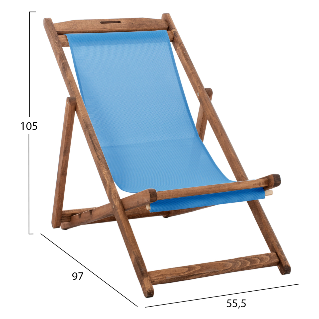 BEACH CHAIR WITH TEXTILENE FABRIC IN SKY BLUE LIMNOS HM11707.089T BEECH WOOD IN WALNUT 55.5x97x105H [2]
