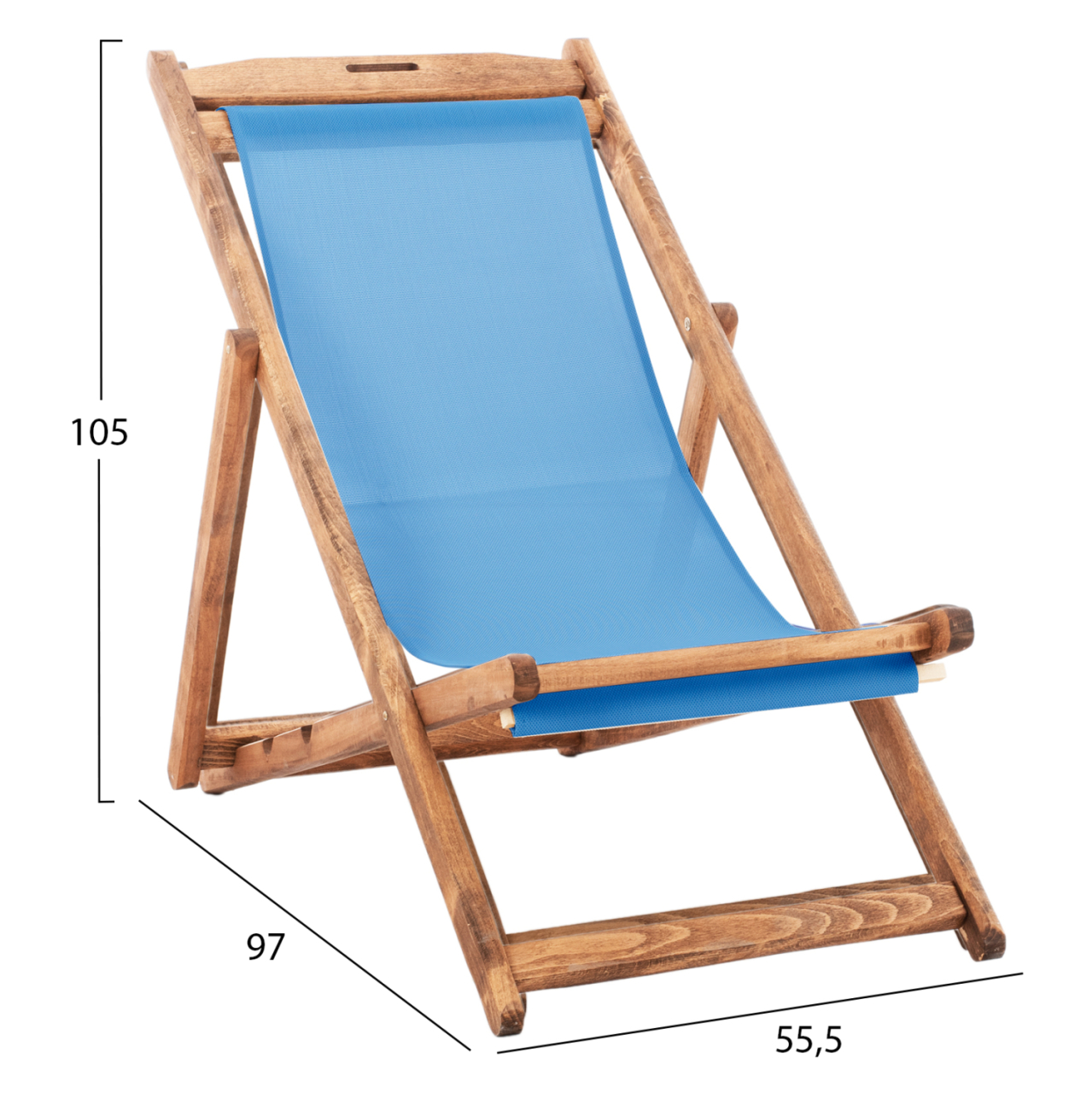 BEACH CHAIR WITH TEXTILENE FABRIC IN SKY BLUE LIMNOS HM11711.08T BEECH WOOD IN NATURAL 55.5x97x105H [2]