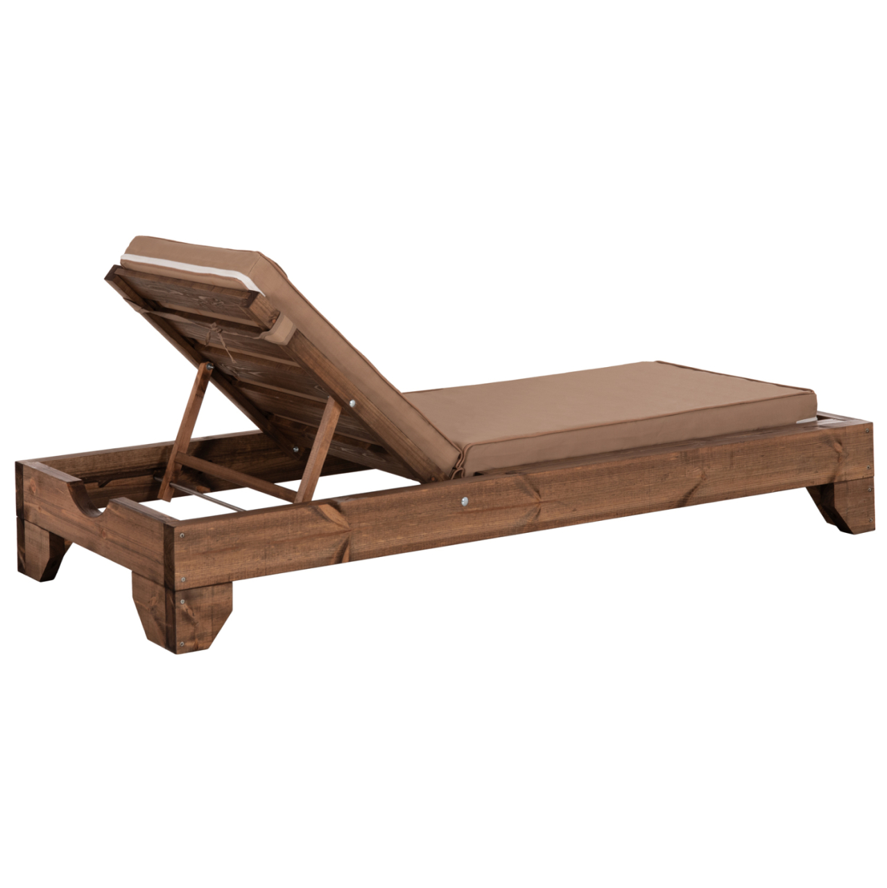 BEACH LOUNGER KORINOS HM10772.04T PINE WOOD IN WALNUT--CUSHION IN MOCHA 79x204x77Hcm. [5]