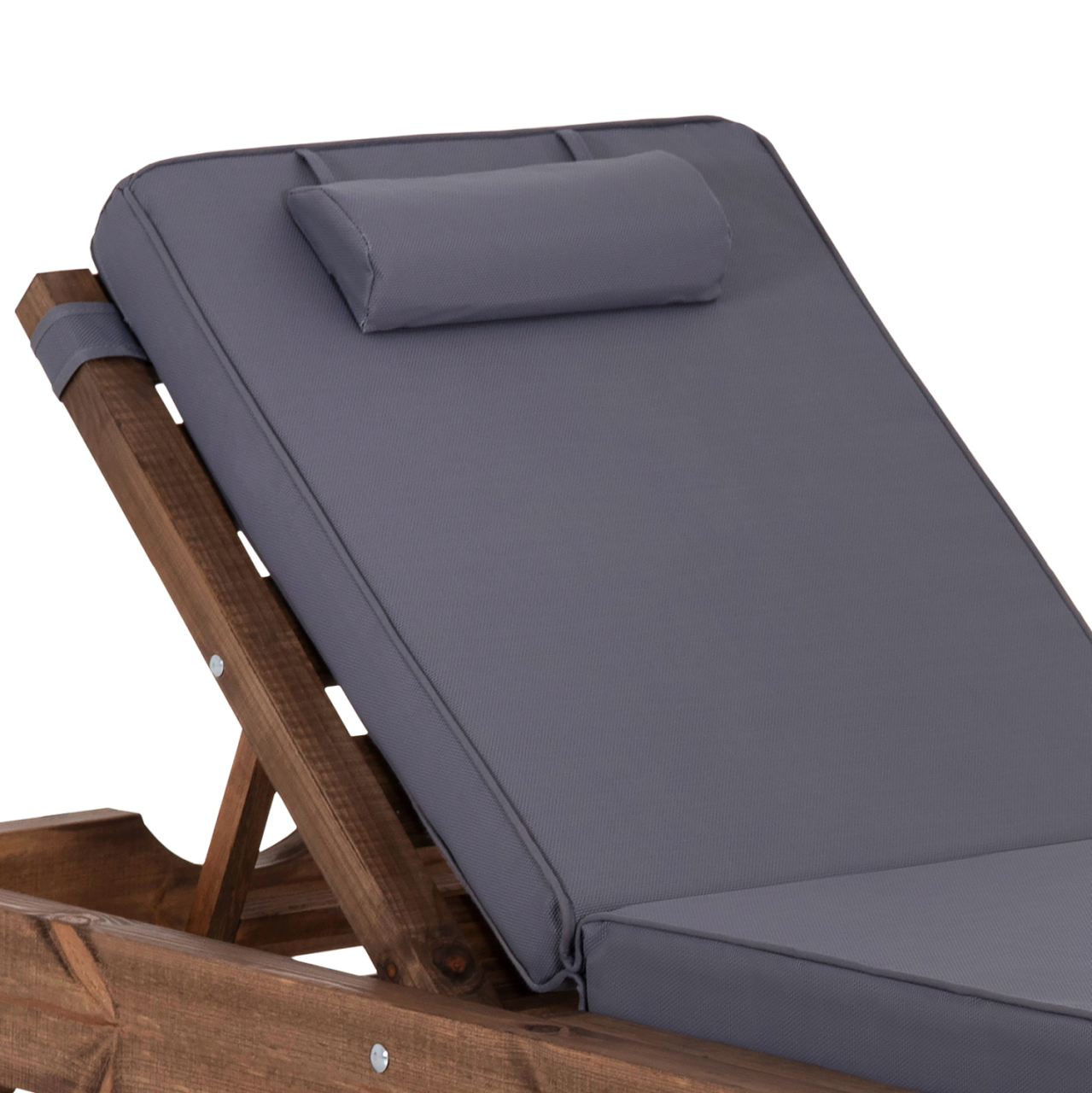 BEACH LOUNGER KORINOS HM10772.30T PINE WOOD IN WALNUT--CUSHION IN GREY 79x204x77Hcm. [6]