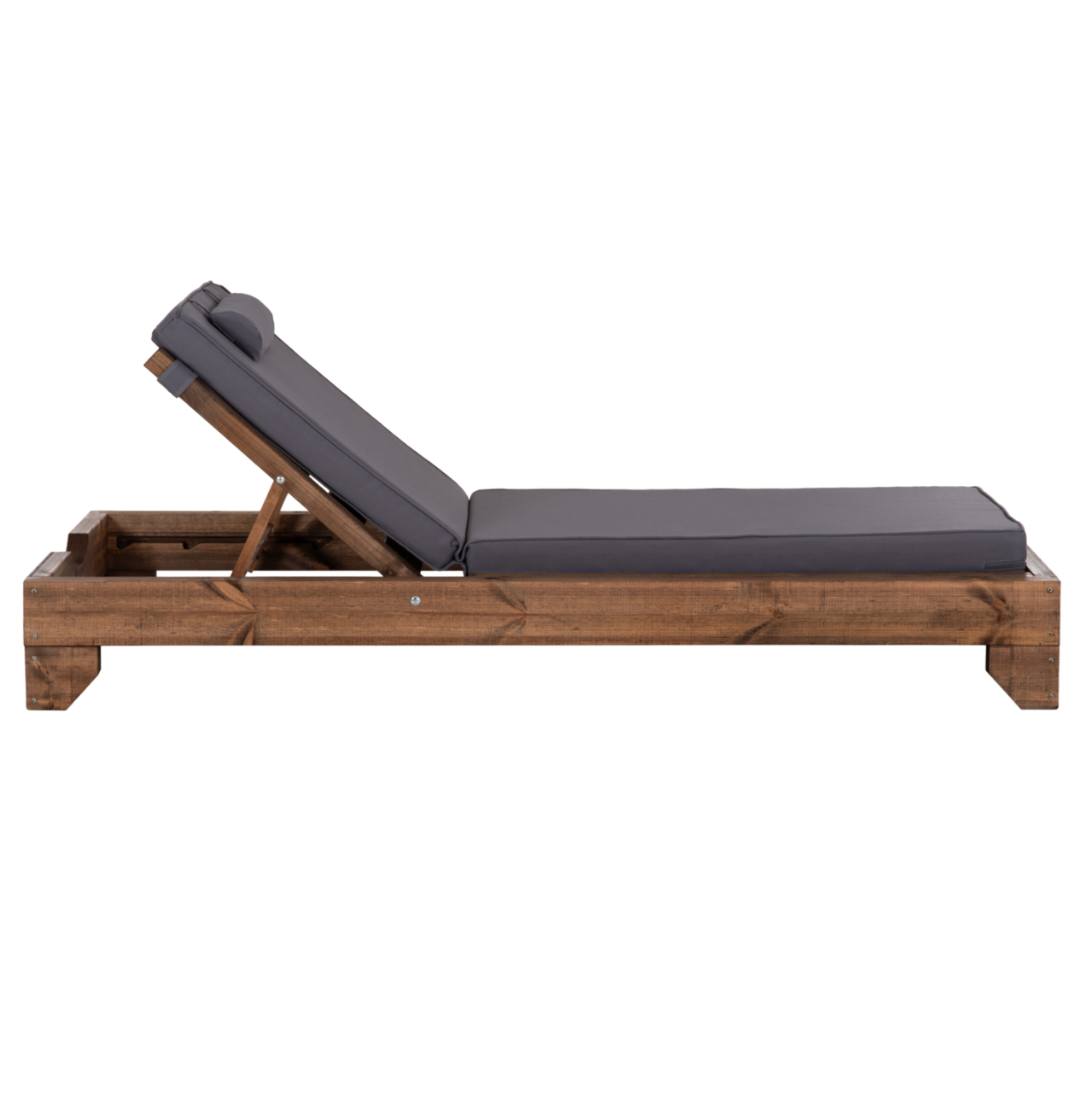 BEACH LOUNGER KORINOS HM10772.30T PINE WOOD IN WALNUT--CUSHION IN GREY 79x204x77Hcm. [3]