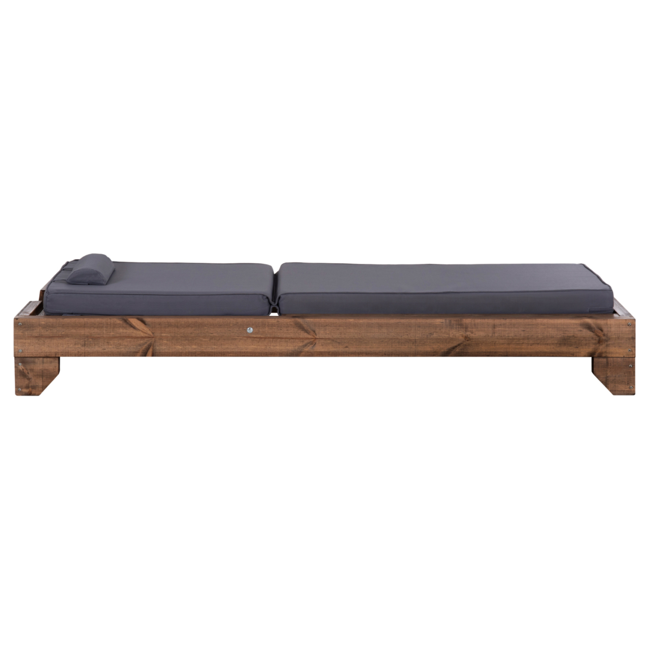 BEACH LOUNGER KORINOS HM10772.30T PINE WOOD IN WALNUT--CUSHION IN GREY 79x204x77Hcm. [4]