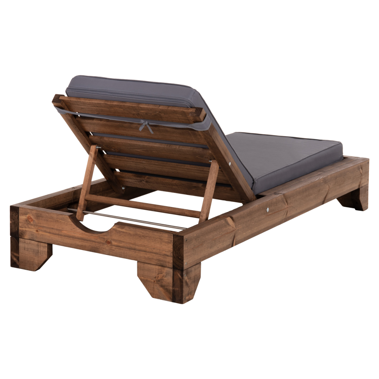 BEACH LOUNGER KORINOS HM10772.30T PINE WOOD IN WALNUT--CUSHION IN GREY 79x204x77Hcm. [5]
