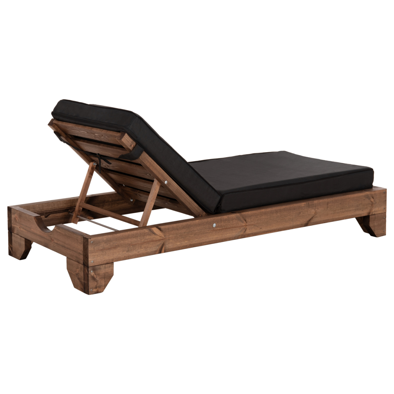 BEACH LOUNGER KORINOS HM10773.05T PINE WOOD IN WALNUT--CUSHION IN BLACK 79x204x80Hcm. [5]