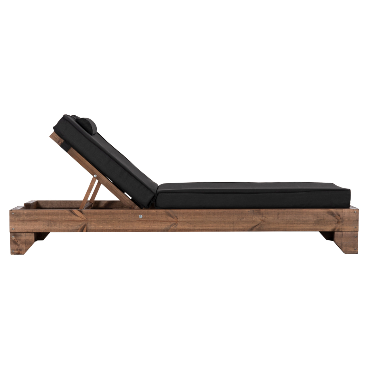 BEACH LOUNGER KORINOS HM10773.05T PINE WOOD IN WALNUT--CUSHION IN BLACK 79x204x80Hcm. [3]