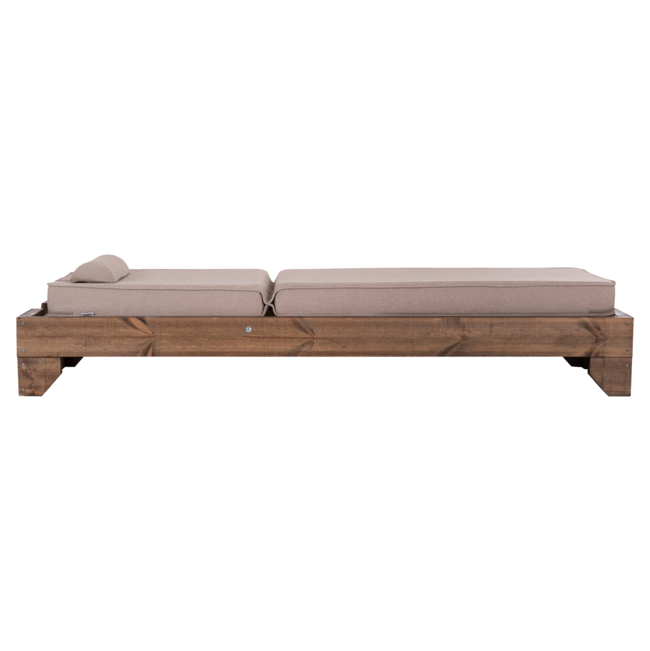 BEACH LOUNGER KORINOS HM10774.72 PINE WOOD IN WALNUT--OLEFIN CUSHION IN BEIGE 79x204x77Hcm. [4]