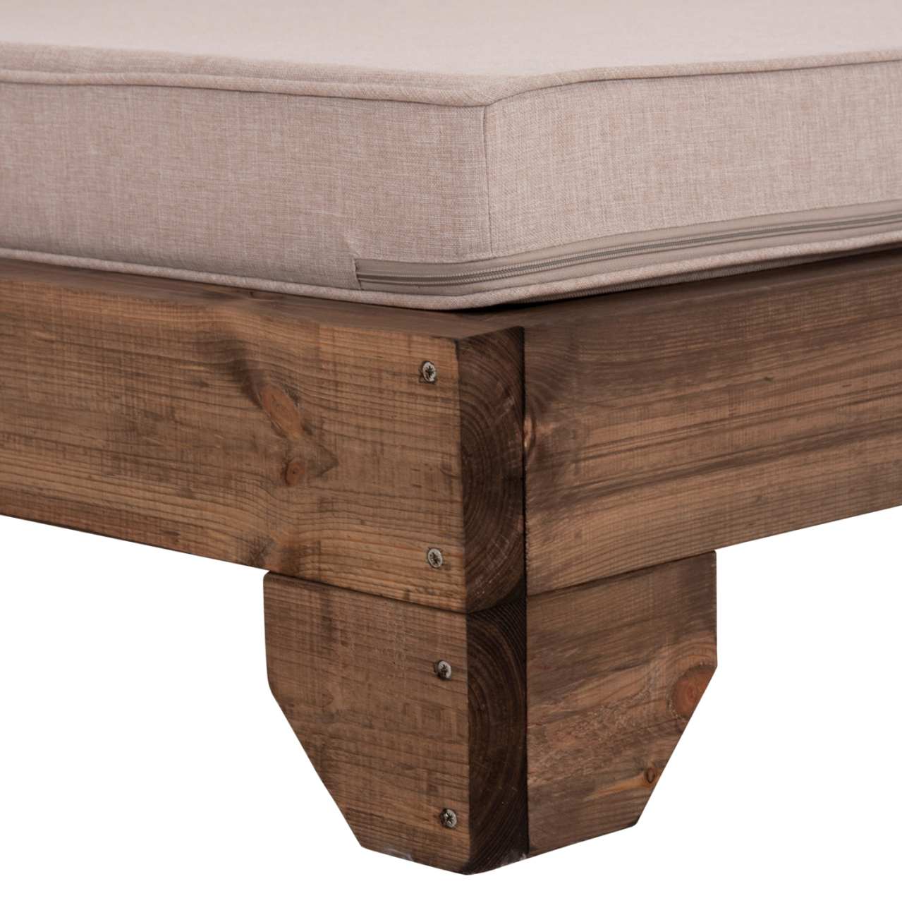 BEACH LOUNGER KORINOS HM10774.72 PINE WOOD IN WALNUT--OLEFIN CUSHION IN BEIGE 79x204x77Hcm. [7]
