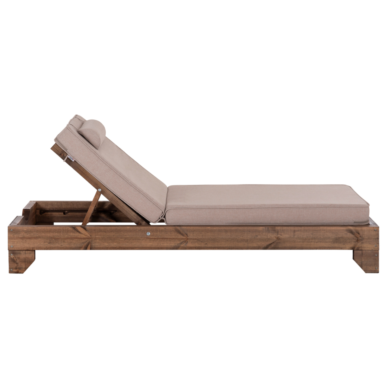 BEACH LOUNGER KORINOS HM10774.72 PINE WOOD IN WALNUT--OLEFIN CUSHION IN BEIGE 79x204x77Hcm. [3]
