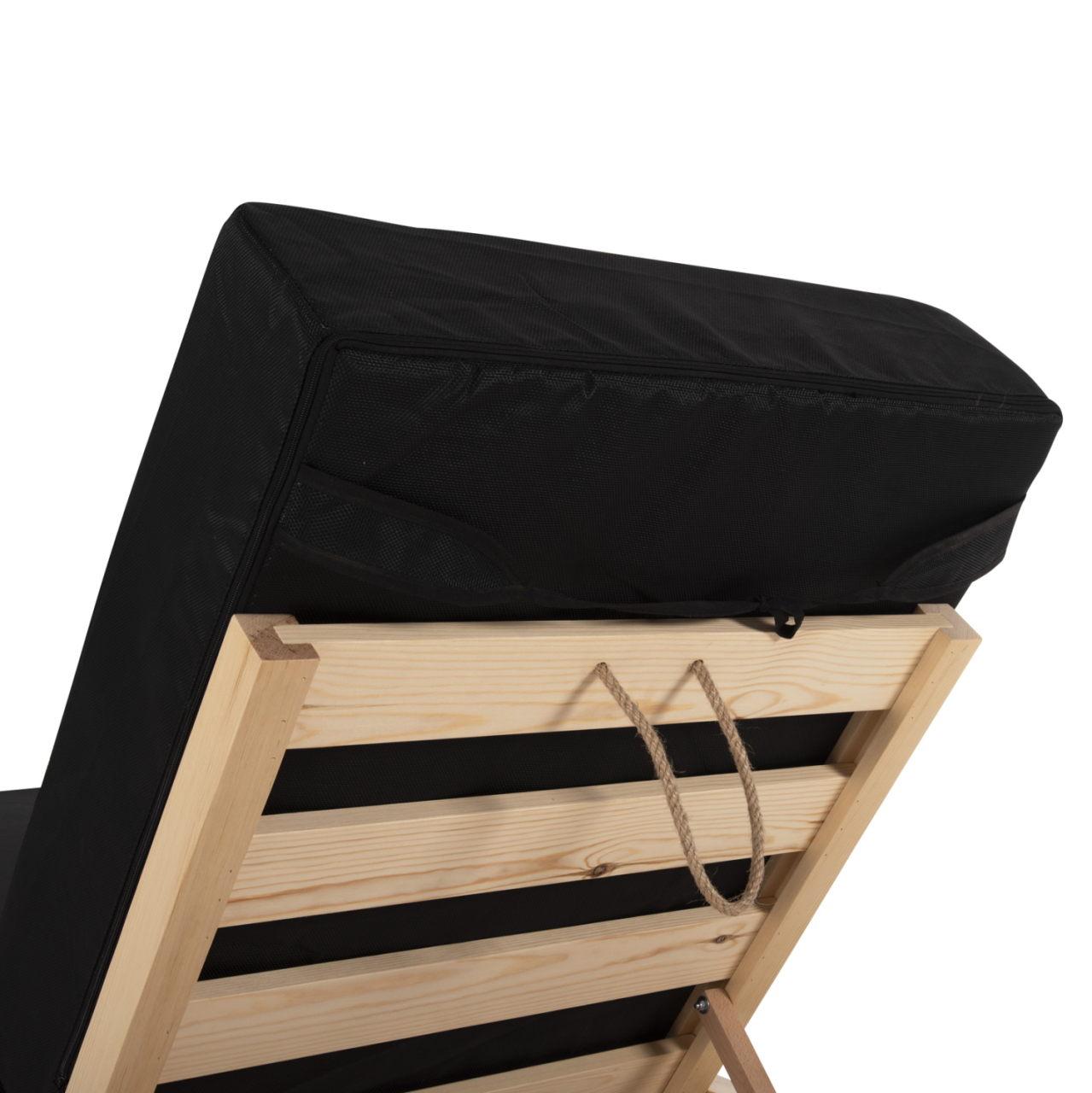 BEACH LOUNGER LOW IKARIA HM10623.01 PINE WOOD IN NATURAL COLOR-BLACK TEXTILENE-CUSHION 20cm THICK [7]