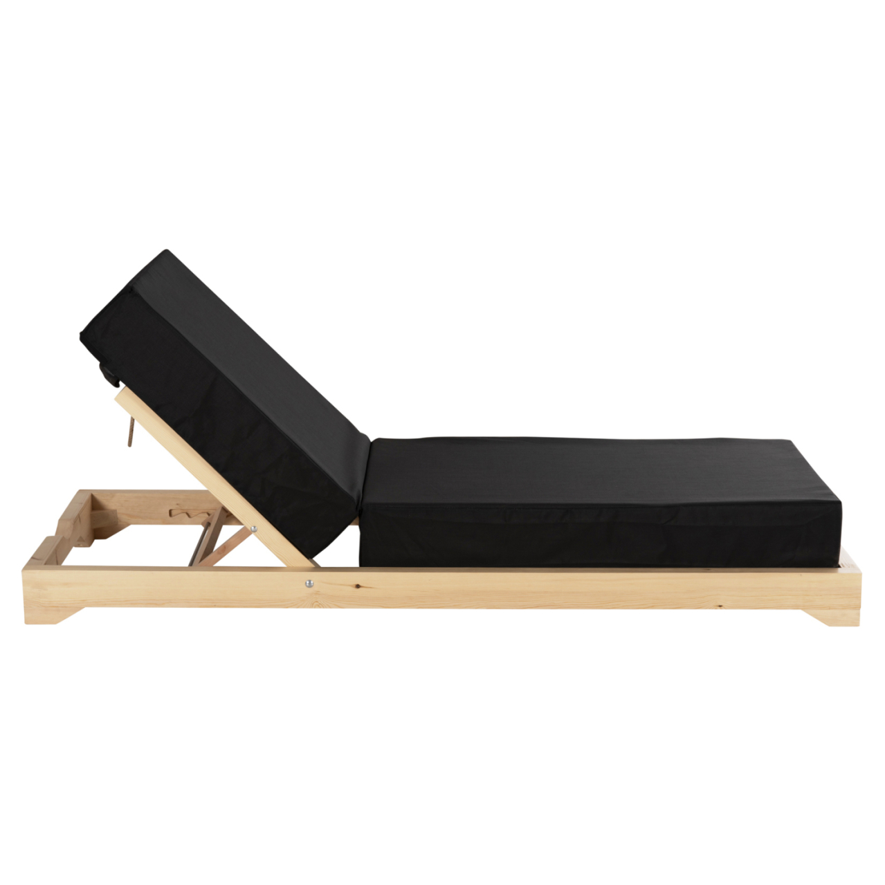 BEACH LOUNGER LOW IKARIA HM10623.01 PINE WOOD IN NATURAL COLOR-BLACK TEXTILENE-CUSHION 20cm THICK [3]