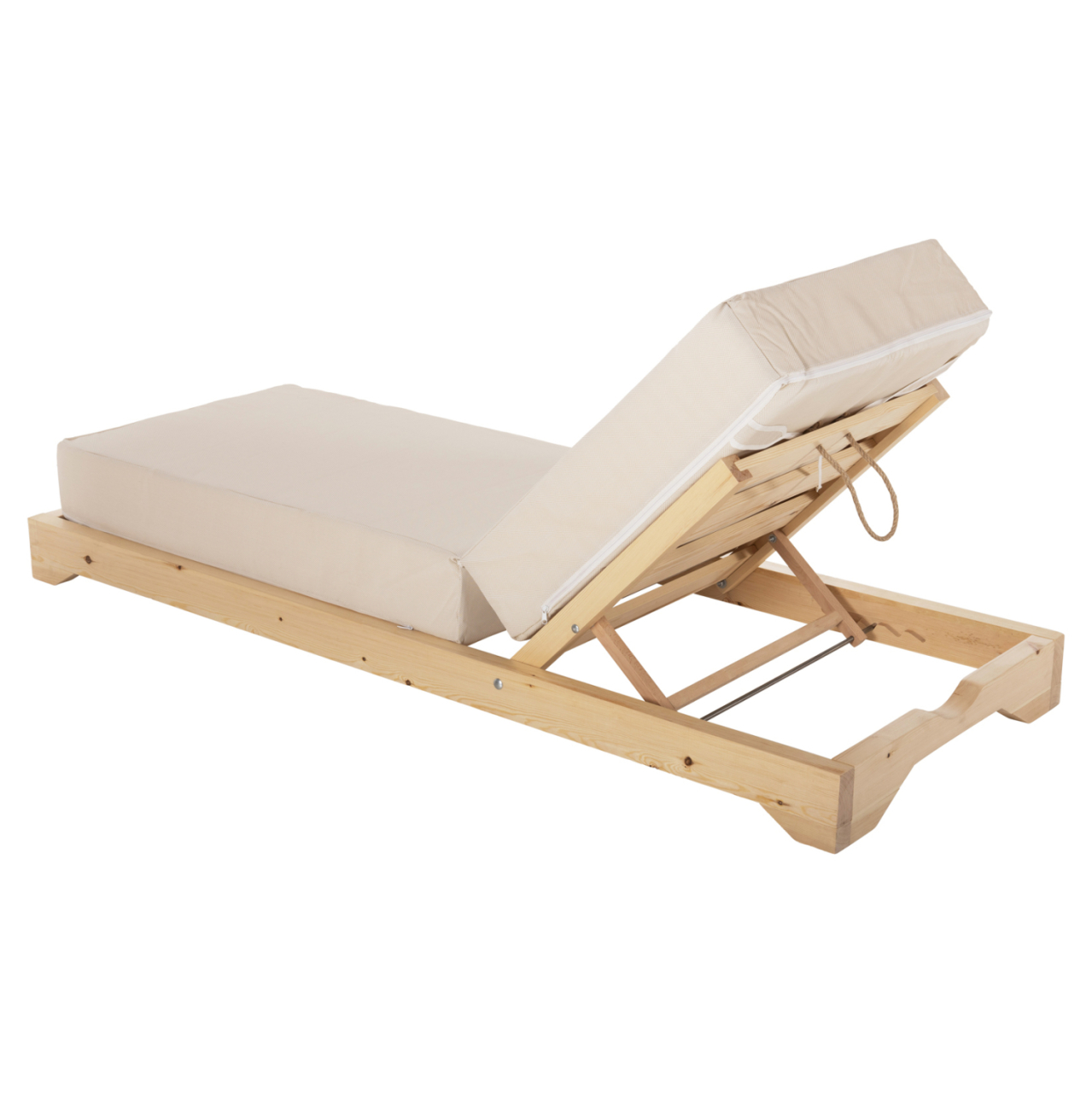 BEACH LOUNGER LOW IKARIA HM10623.02 PINE WOOD IN NATURAL COLOR-BEIGE TEXTILENE-CUSHION 20cm THICK [6]