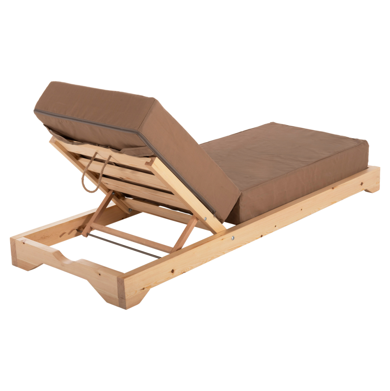BEACH LOUNGER LOW IKARIA HM10623.04 PINE WOOD IN NATURAL COLOR-MOCHA TEXTILENE-CUSHION 20cm THICK [5]