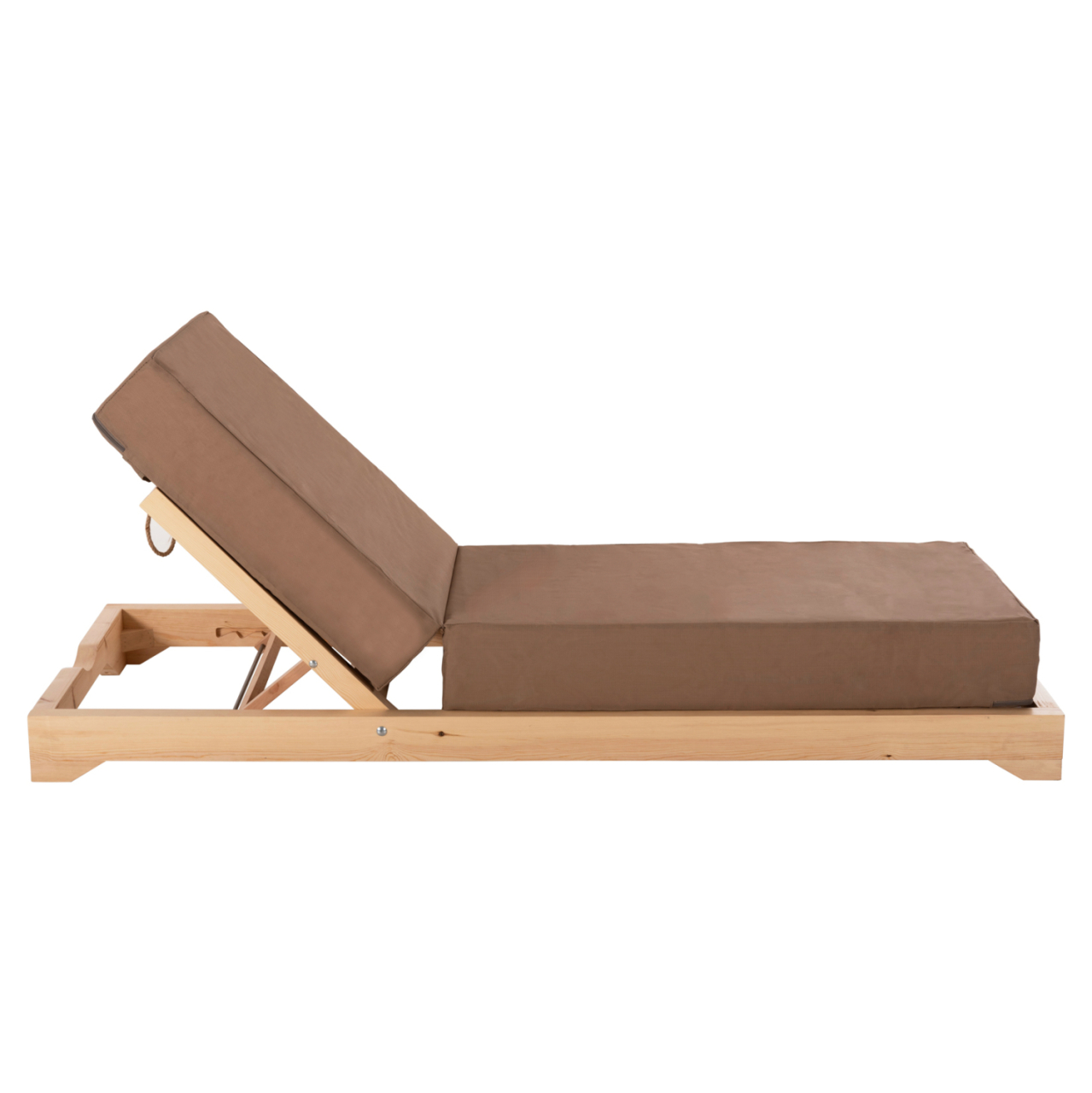 BEACH LOUNGER LOW IKARIA HM10623.04 PINE WOOD IN NATURAL COLOR-MOCHA TEXTILENE-CUSHION 20cm THICK [3]