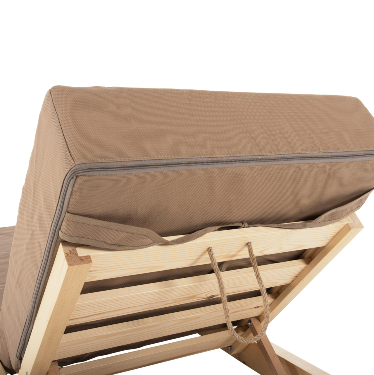 BEACH LOUNGER LOW IKARIA HM10623.04 PINE WOOD IN NATURAL COLOR-MOCHA TEXTILENE-CUSHION 20cm THICK [7]