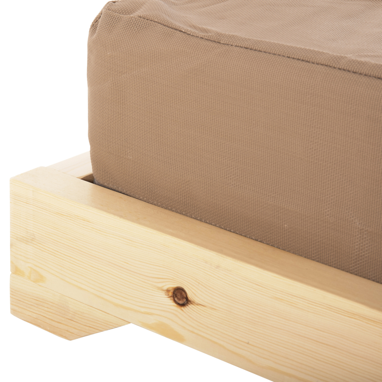 BEACH LOUNGER LOW IKARIA HM10623.04 PINE WOOD IN NATURAL COLOR-MOCHA TEXTILENE-CUSHION 20cm THICK [9]