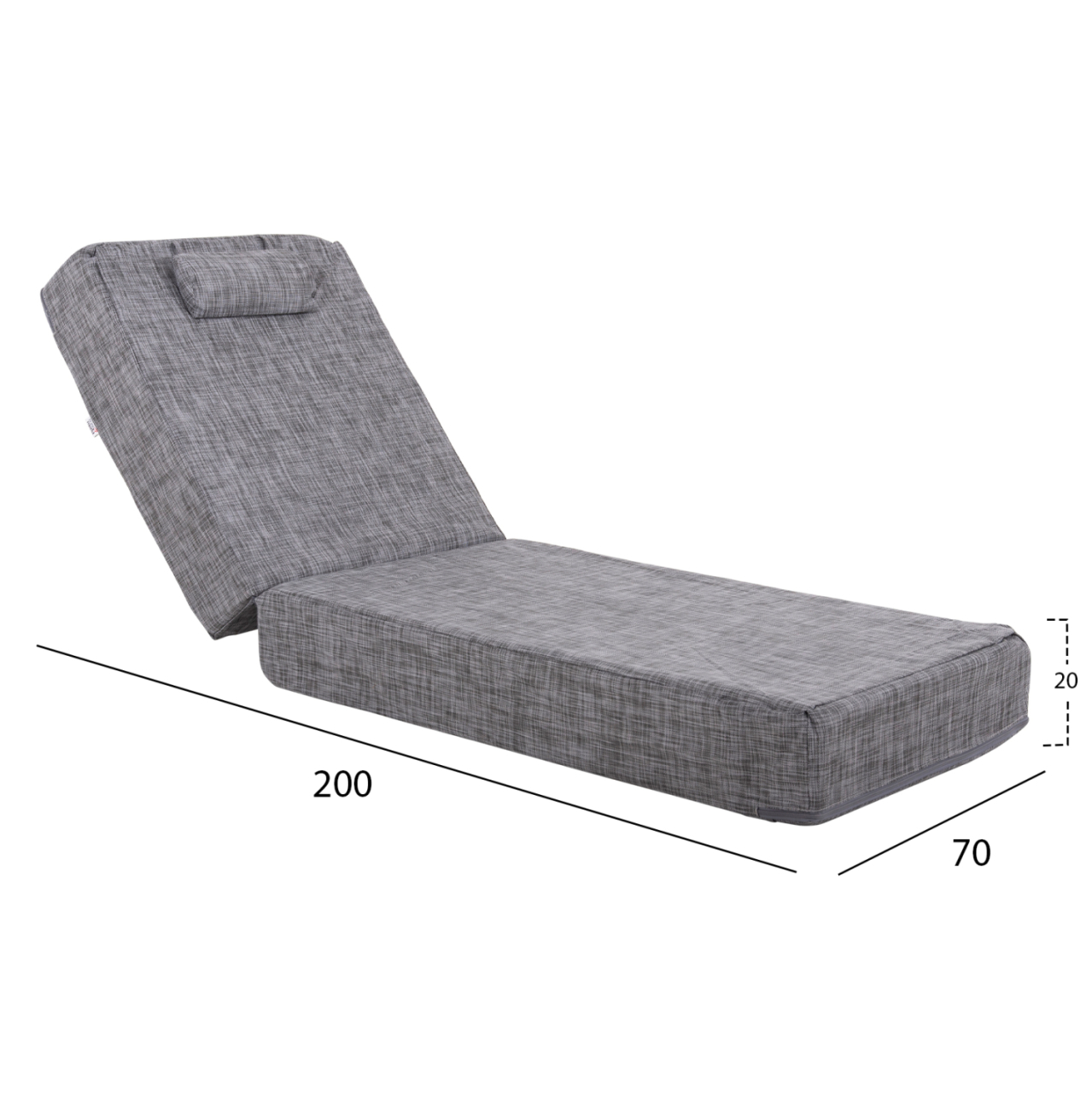 BEACH LOUNGER LOW IKARIA HM10623.05 PINE WOOD IN NATURAL COLOR-GREY TEXTILENE-CUSHION 20cm [2]