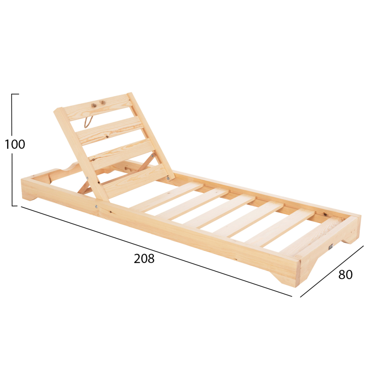 BEACH LOUNGER LOW IKARIA HM10623.05 PINE WOOD IN NATURAL COLOR-GREY TEXTILENE-CUSHION 20cm [3]