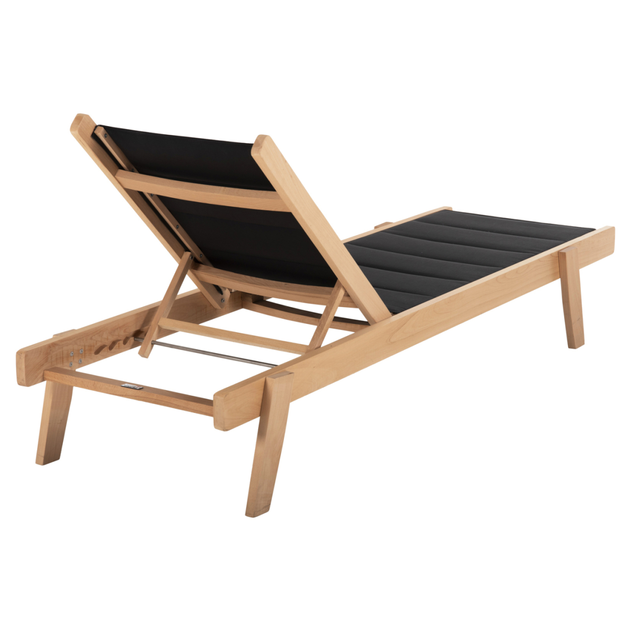 BEACH LOUNGER MILOS HM10650.03 BEECH WOOD IN NATURAL-BLACK TEXTILENE CUSHION COVER 204x65x31,5-92,5H cm.91Hcm. [5]