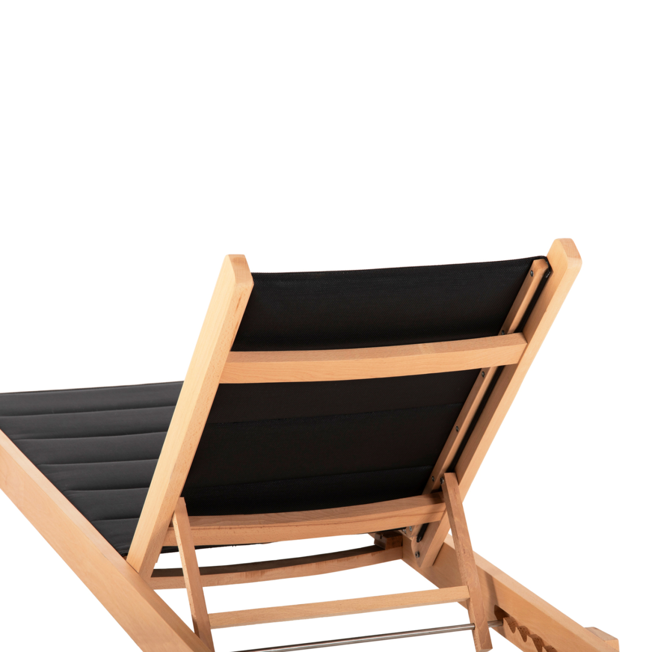 BEACH LOUNGER MILOS HM10650.03 BEECH WOOD IN NATURAL-BLACK TEXTILENE CUSHION COVER 204x65x31,5-92,5H cm.91Hcm. [8]