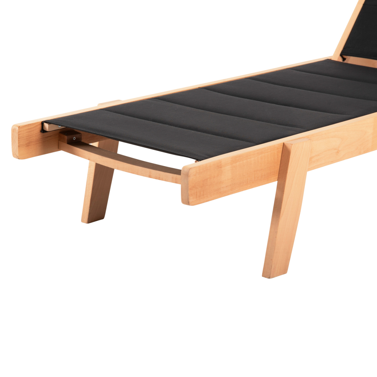 BEACH LOUNGER MILOS HM10650.03 BEECH WOOD IN NATURAL-BLACK TEXTILENE CUSHION COVER 204x65x31,5-92,5H cm.91Hcm. [7]