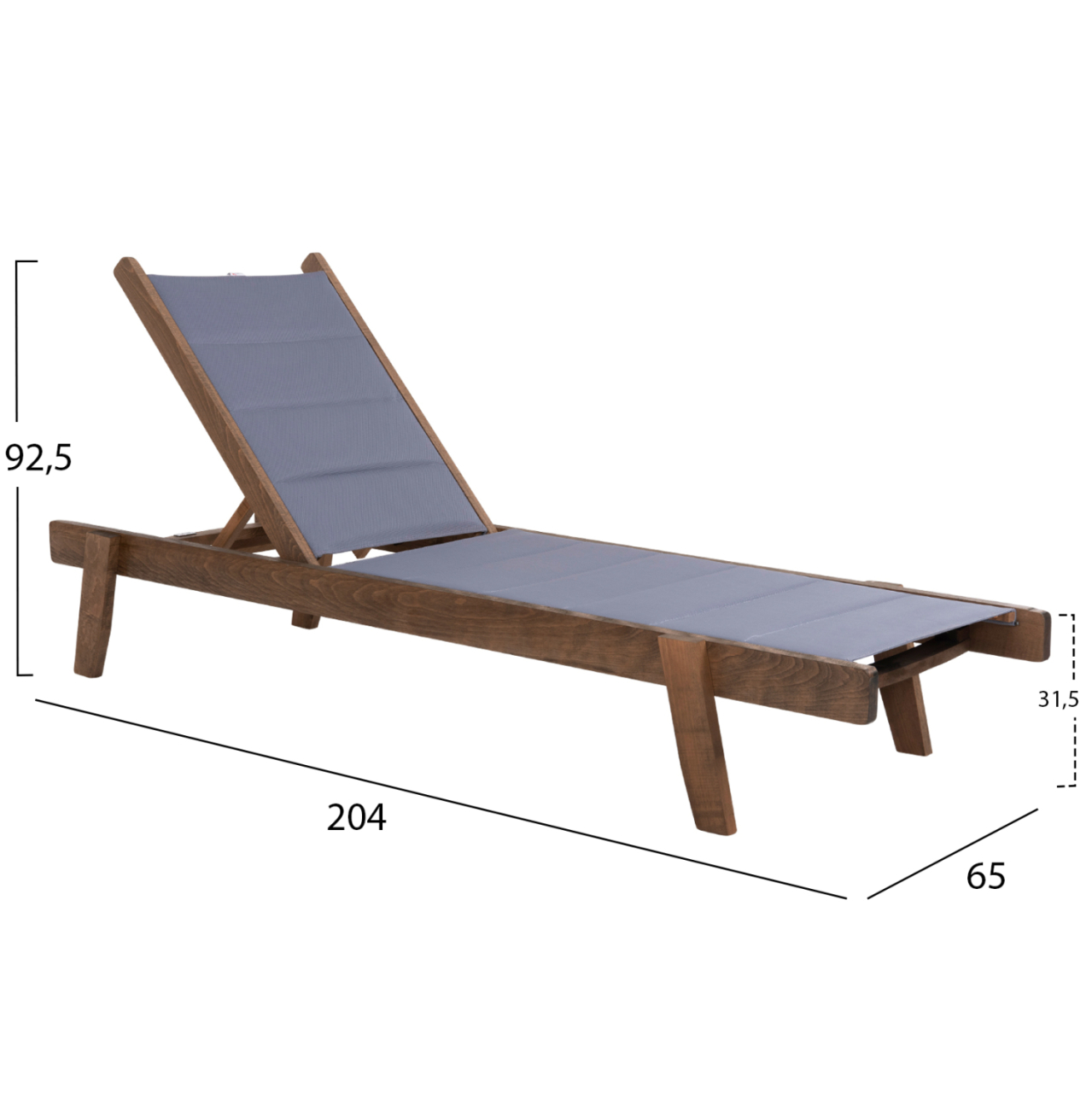 BEACH LOUNGER MILOS HM10685.02 BEECH WOOD IN WALNUT-GREY TEXTILENE CUSHION COVER 204x65x92,5Hcm. [2]