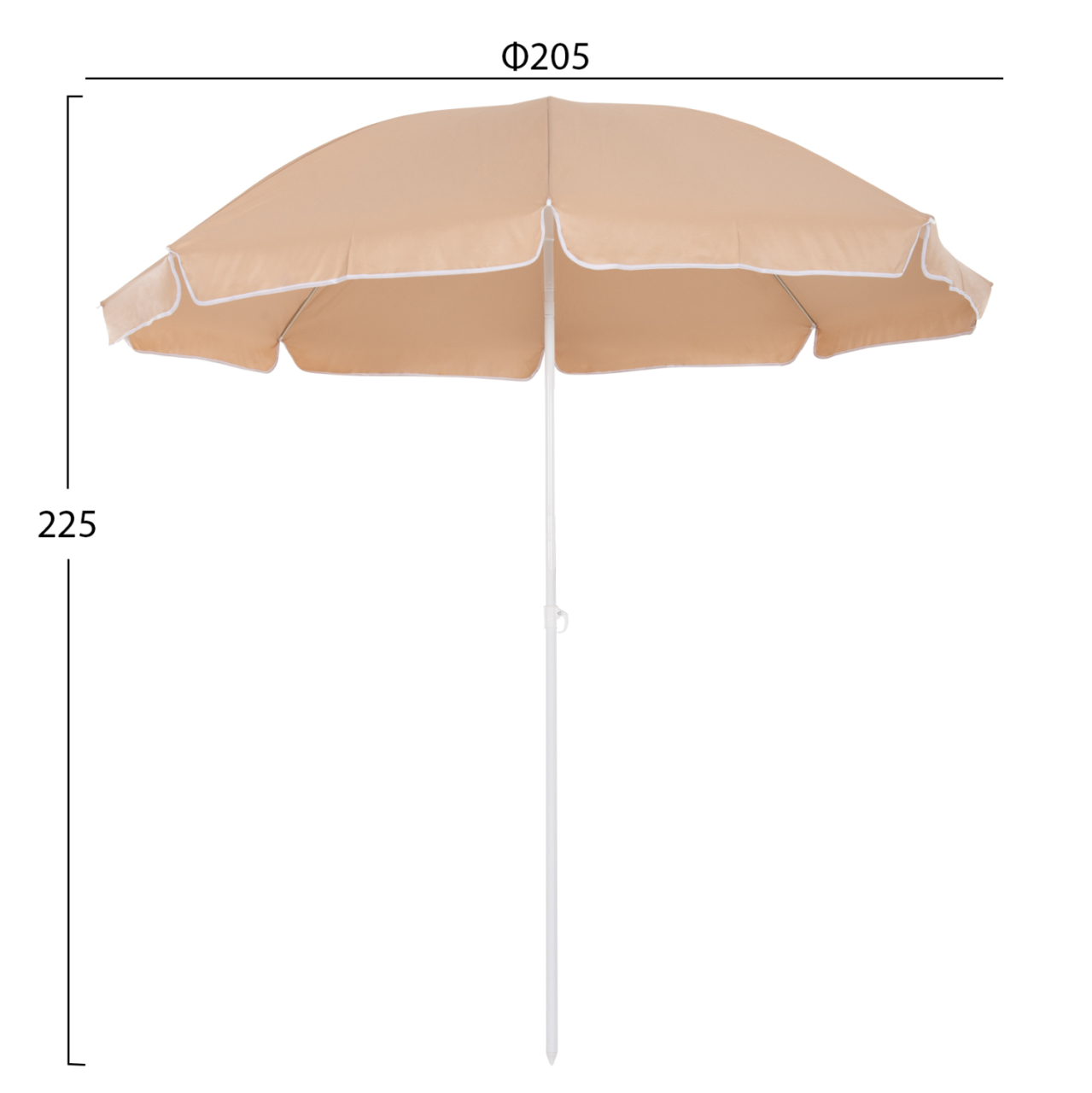 BEACH UMBRELLA WITH 8 FIBERGLASS SPOKES 2.00m HM6015.04 MOCHA COLOR-WHITE POLE [2]