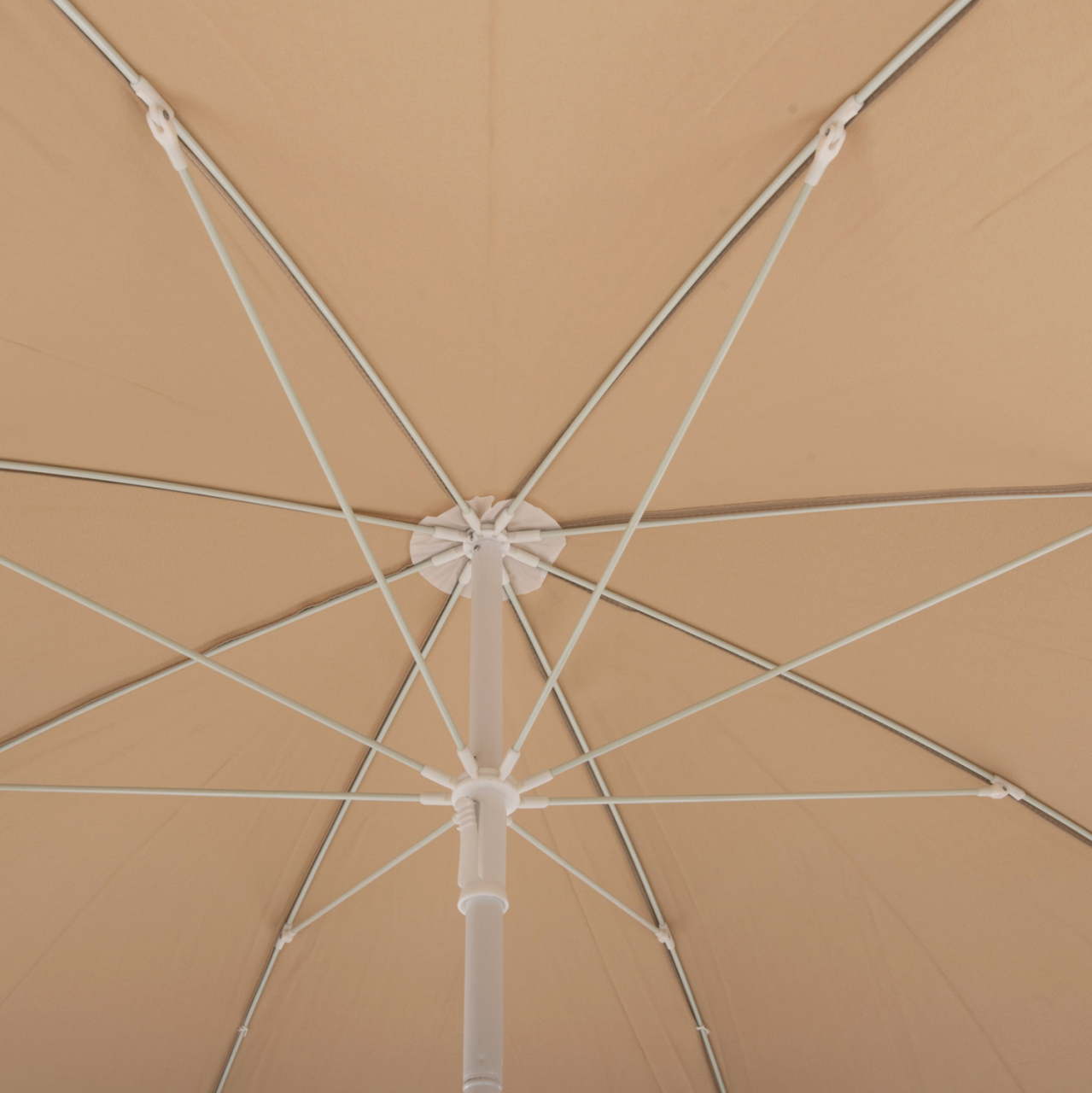 BEACH UMBRELLA WITH 8 FIBERGLASS SPOKES 2.00m HM6015.04 MOCHA COLOR-WHITE POLE [6]