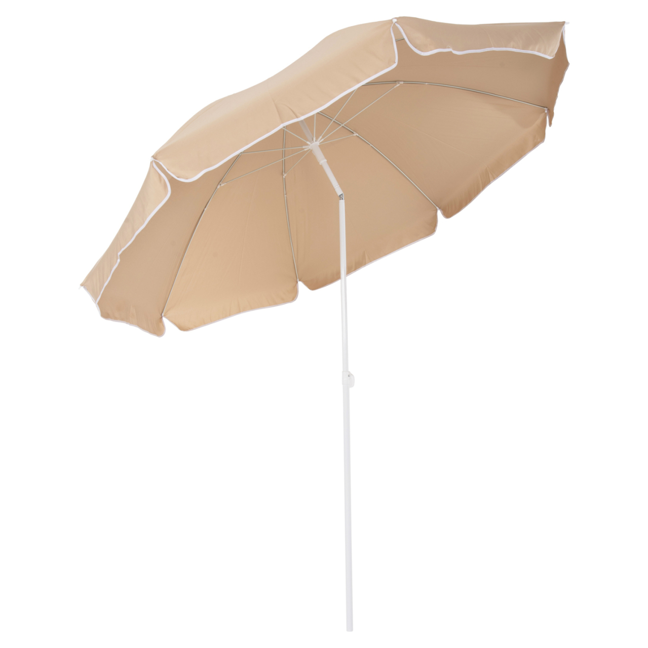 BEACH UMBRELLA WITH 8 FIBERGLASS SPOKES 2.00m HM6015.04 MOCHA COLOR-WHITE POLE [3]