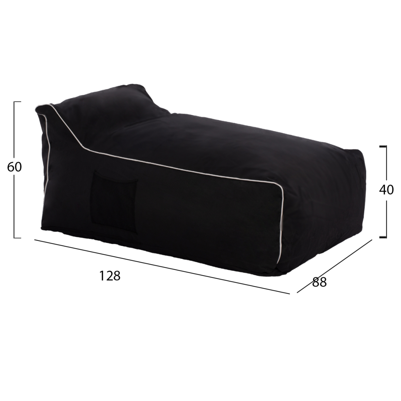 BEANBAG SEAT (POUF) "ZAFER" HM5772.12 TEXTILENE FABRIC BLACK COLOR [2]