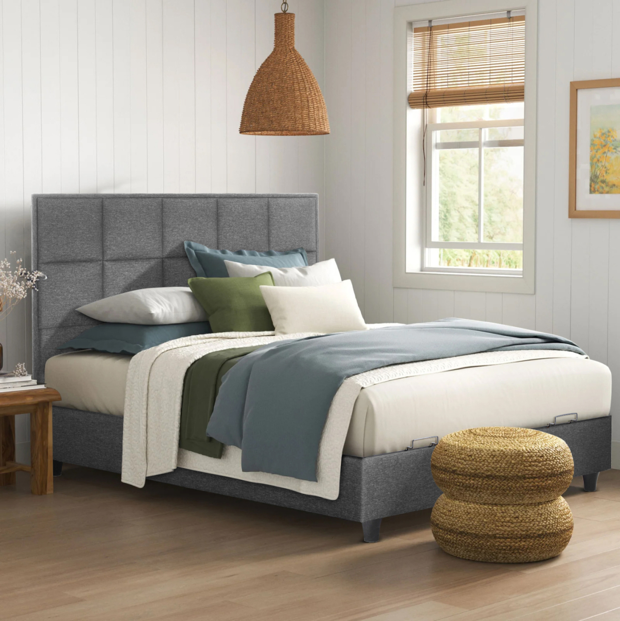 BED ALBA HM626.01 GREY FABRIC STORAGE SPACE 160X200 [2]