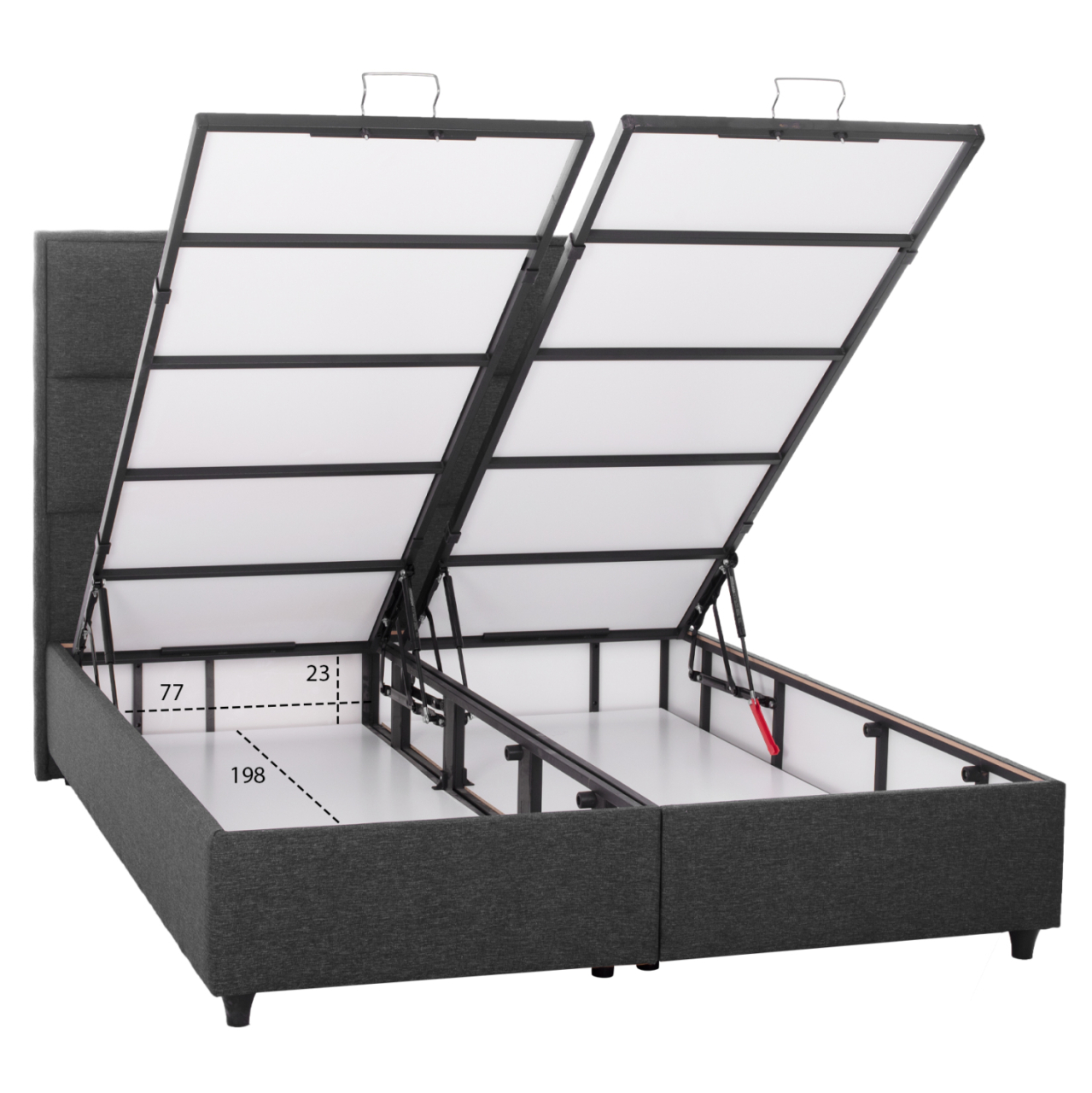 BED ALBA HM626.01 GREY FABRIC STORAGE SPACE 160X200 [4]