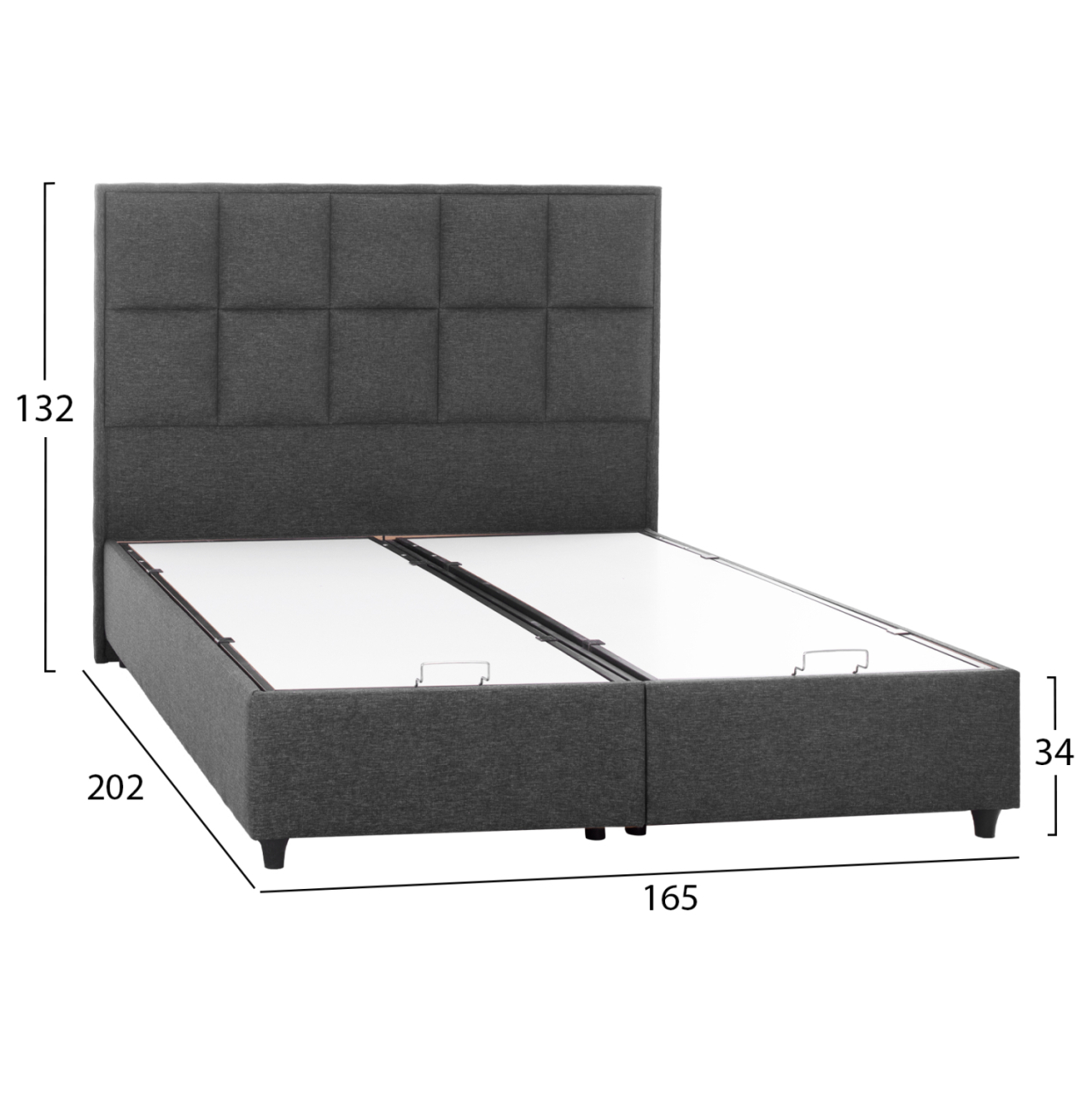 BED ALBA HM626.01 GREY FABRIC STORAGE SPACE 160X200 [3]