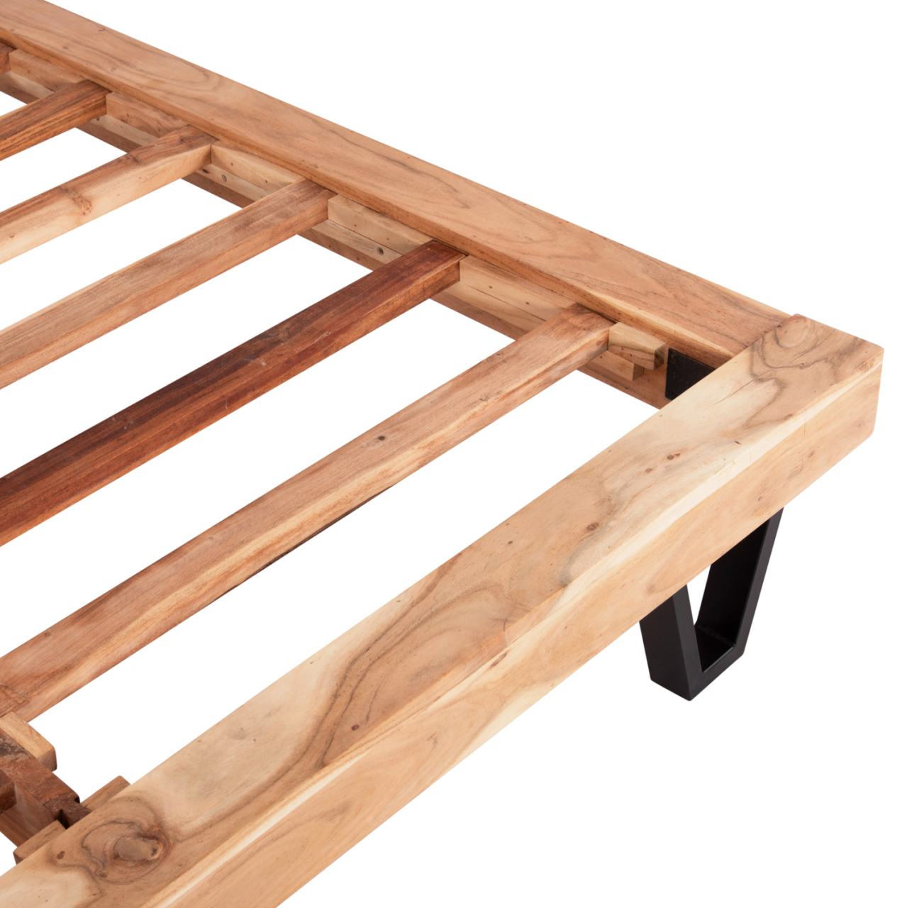 Bed ALICIA HM8359.11,metal and solid acacia wood,160Χ200 [8]