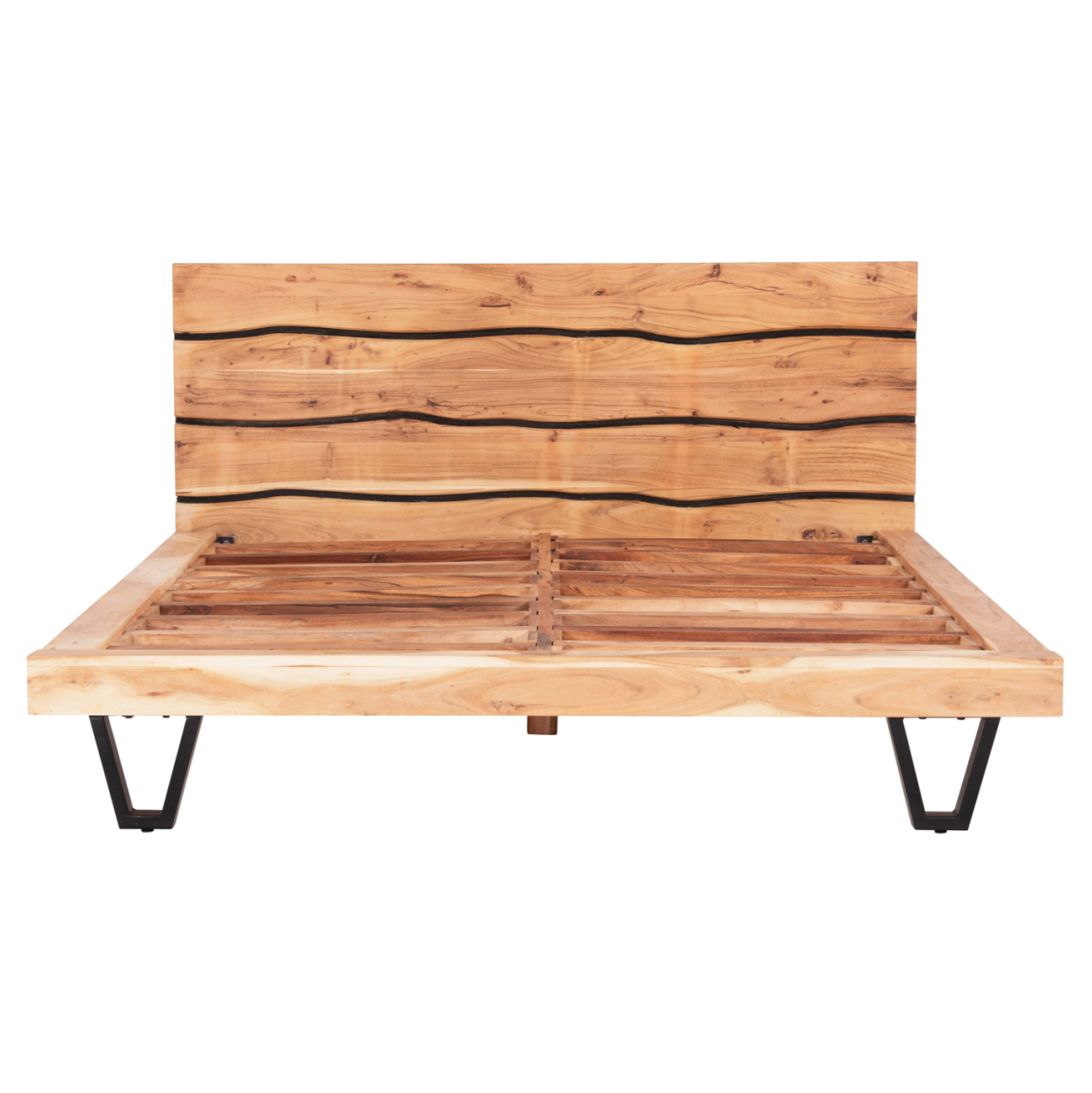 Bed ALICIA HM8359.11,metal and solid acacia wood,160Χ200 [4]