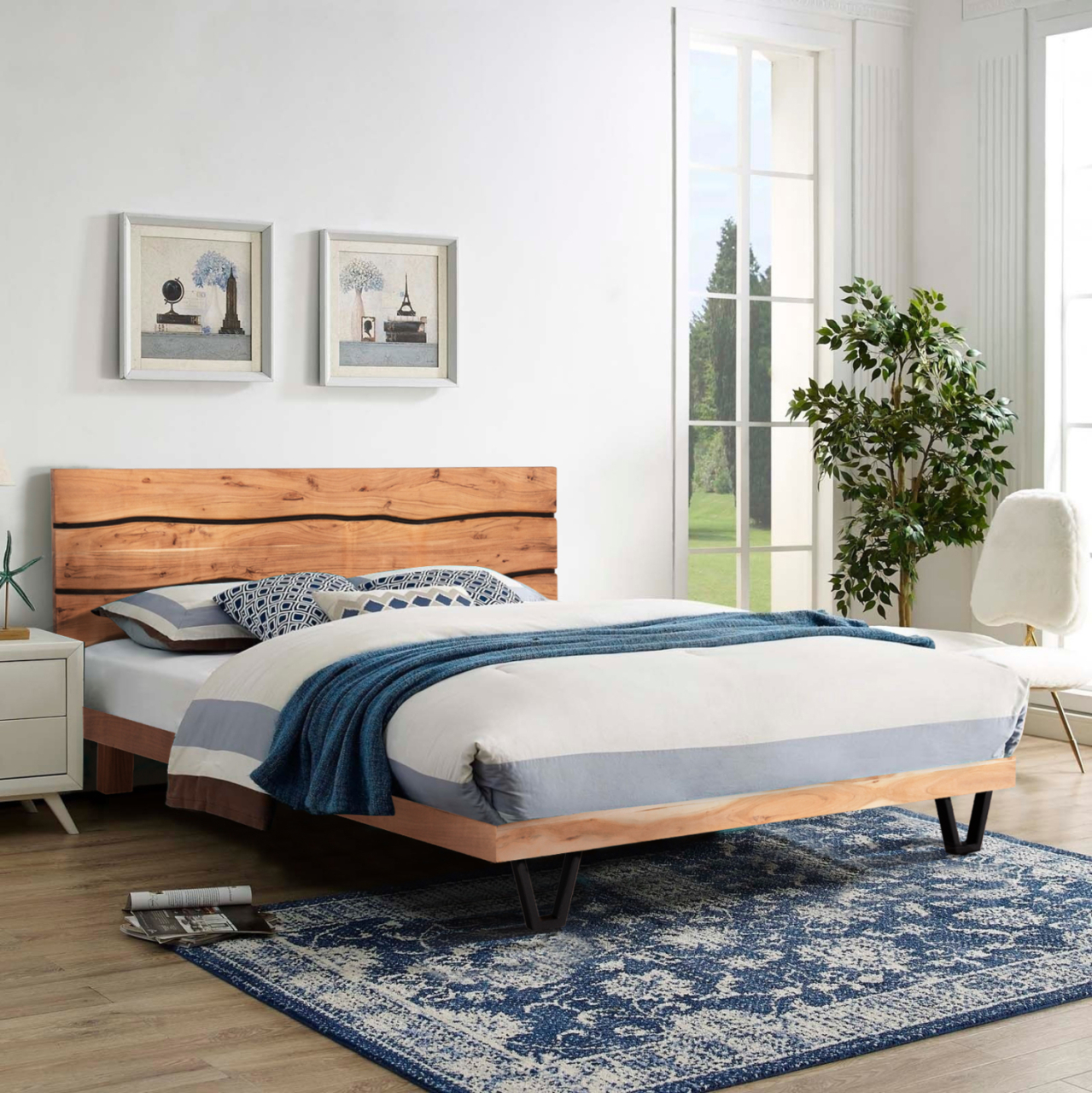 Bed ALICIA HM8359.11,metal and solid acacia wood,160Χ200 [2]