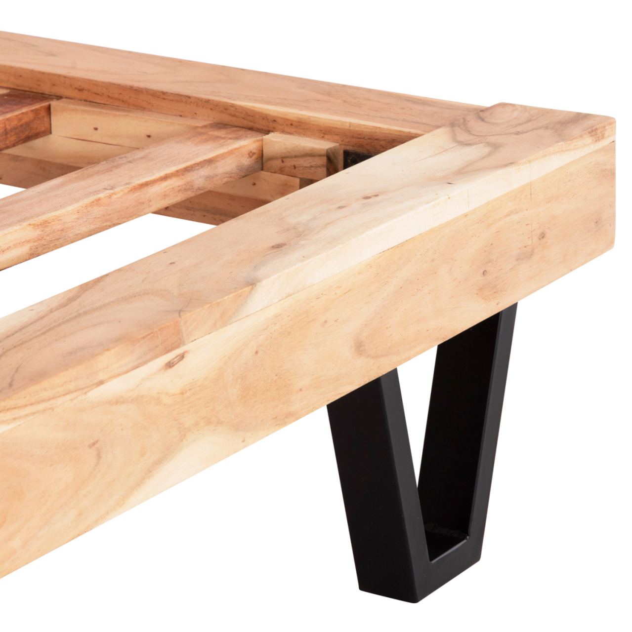 Bed ALICIA HM8359.11,metal and solid acacia wood,160Χ200 [10]