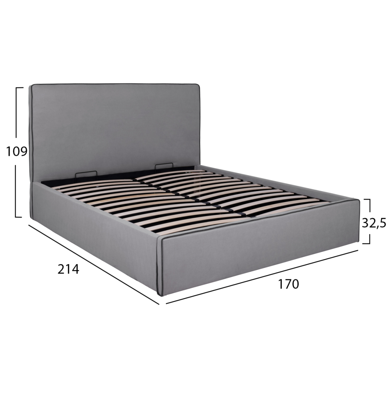 Bed Allie HM584.01 160x200 cm with storage space and grey fabric [3]