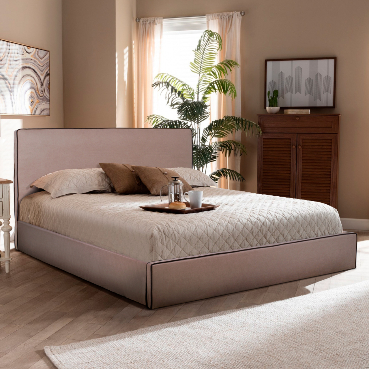 Bed Allie HM584.02 160x200 cm with Storage Space and beige fabric [2]