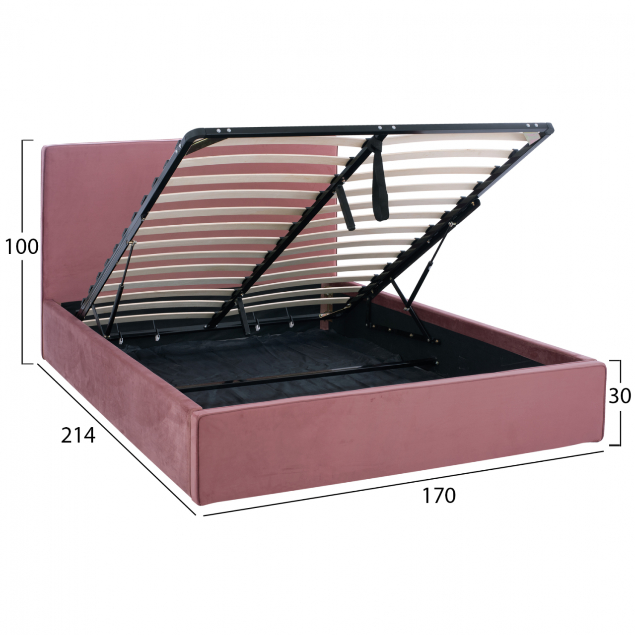 BED ALLIE HM584.12 160X200 WITH STORAGE SPACE- DUSTY PINK VELVET [3]