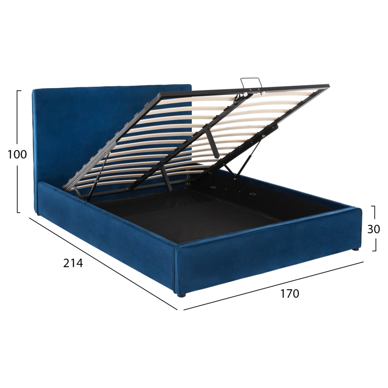BED ALLIE HM584.18 160X200 WITH STORAGE SPACE-BLUE VELVET [3]