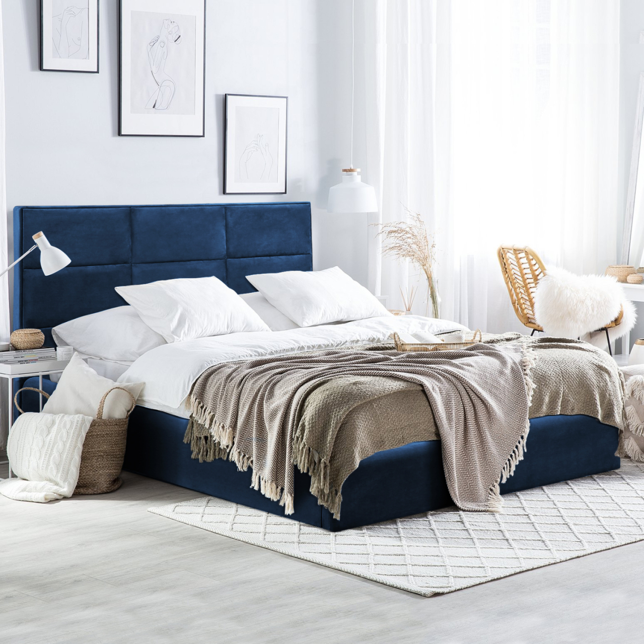 BED BRILEY HM583.08 BLUE VELVET WITH STORAGE SPACE 160X200cm. [2]