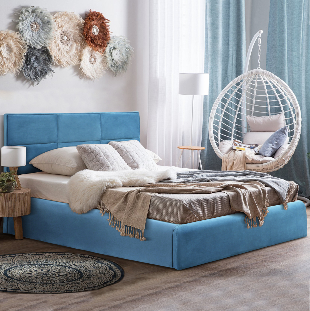 Bed Briley Velvet Royal Blue with storage space 160x200 cm HM583.18 [2]